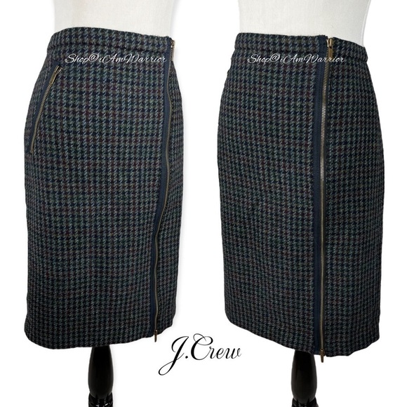 J.Crew wool houndstooth zipper moto style pencil skirt *shop@iamwarrior - Picture 3 of 13